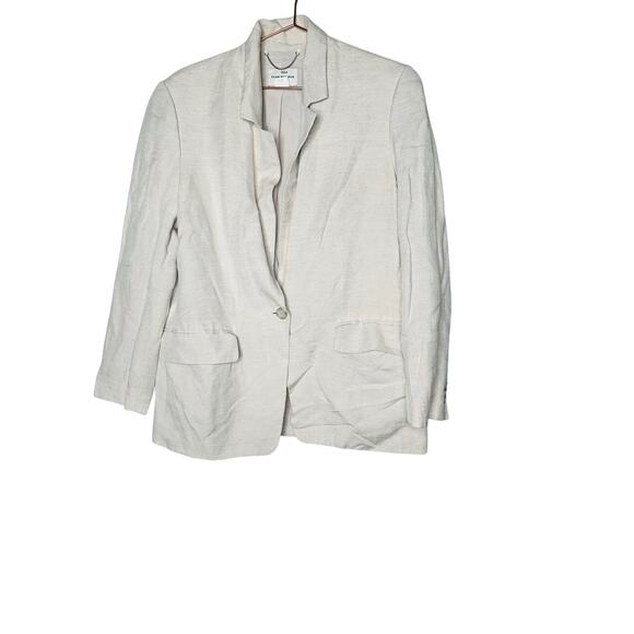 CLUB MONACO Flaxseed Relaxed Single Breasted Linen-Blend Blazer Coat Size Large - Picture 4 of 10
